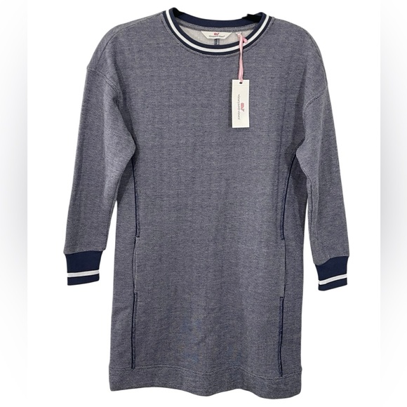 NWT Vineyard Vines Varsity Sweatshirt Dress Women's SMALL Long Sleeve Blue‎ - Picture 3 of 8